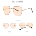 Square Shape Oversize Frameless Metal Sunglasses